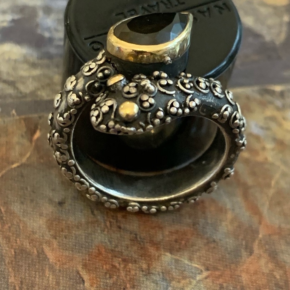 Sterling silver & 22k gold snake topaz ring